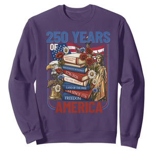 250 Years American Anniversary Sweatshirt Patriotic Book Reader 4th of July TS14 Purple Print Your Wear