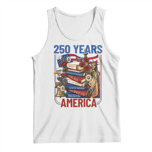 250 Years American Anniversary Tank Top Patriotic Book Reader 4th of July TS14 White Print Your Wear