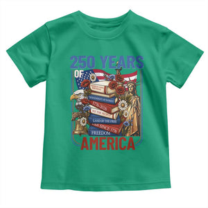 250 Years American Anniversary Toddler T Shirt Patriotic Book Reader 4th of July TS14 Irish Green Print Your Wear