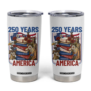 250 Years American Anniversary Tumbler Cup Patriotic Book Reader 4th of July TS14 White Print Your Wear