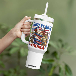 250 Years American Anniversary Tumbler With Handle Patriotic Book Reader 4th of July TS14 Print Your Wear