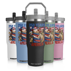 250 Years American Anniversary Flip Straw Tumbler Patriotic Book Reader 4th of July TS14 Print Your Wear