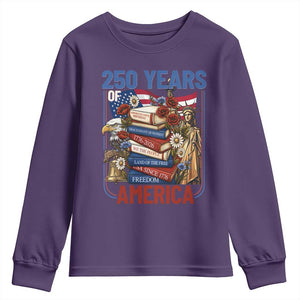 250 Years American Anniversary Youth Sweatshirt Patriotic Book Reader 4th of July TS14 Purple Print Your Wear