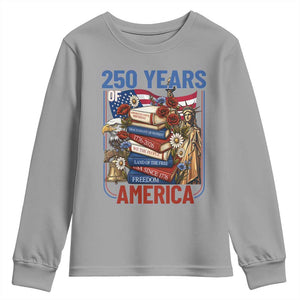 250 Years American Anniversary Youth Sweatshirt Patriotic Book Reader 4th of July TS14 Sport Gray Print Your Wear