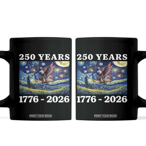 250th America Anniversary Coffee Mug Starry Night Patriotic Eagle Liberty Bell American Flag TS14 Black Print Your Wear