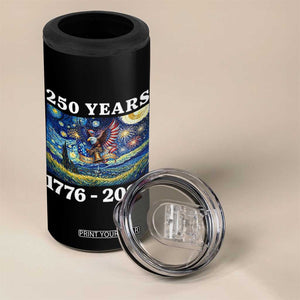 250th America Anniversary 4 in 1 Can Cooler Tumbler Starry Night Patriotic Eagle Liberty Bell American Flag TS14 Print Your Wear