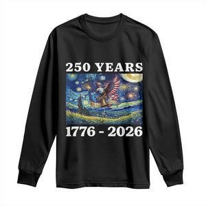 250th America Anniversary Long Sleeve Shirt Starry Night Patriotic Eagle Liberty Bell American Flag TS14 Black Print Your Wear
