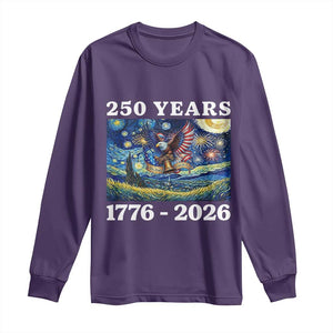 250th America Anniversary Long Sleeve Shirt Starry Night Patriotic Eagle Liberty Bell American Flag TS14 Purple Print Your Wear
