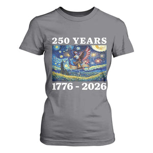 250th America Anniversary T Shirt For Women Starry Night Patriotic Eagle Liberty Bell American Flag TS14 Charcoal Print Your Wear