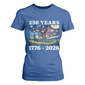 250th America Anniversary T Shirt For Women Starry Night Patriotic Eagle Liberty Bell American Flag TS14 Royal Blue Print Your Wear