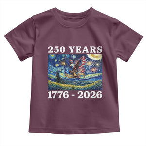 250th America Anniversary Toddler T Shirt Starry Night Patriotic Eagle Liberty Bell American Flag TS14 Maroon Print Your Wear