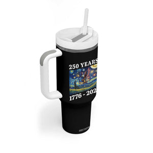 250th America Anniversary Tumbler With Handle Starry Night Patriotic Eagle Liberty Bell American Flag TS14 Print Your Wear