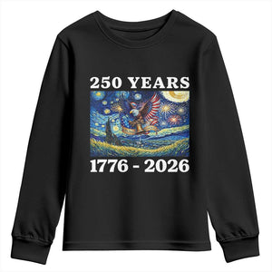 250th America Anniversary Youth Sweatshirt Starry Night Patriotic Eagle Liberty Bell American Flag TS14 Black Print Your Wear