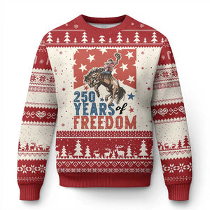 American Rodeo 250th Anniversary Ugly Christmas Sweater Western Cowboy Patriotic Fourth of July TS14 Beige Red Print Your Wear