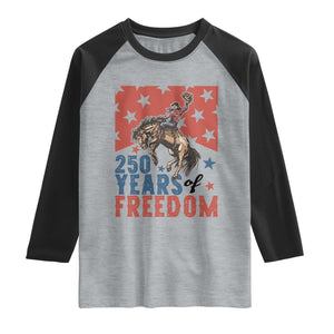 American Rodeo 250th Anniversary Raglan Shirt Western Cowboy Patriotic Fourth of July TS14 Heather Gray Black Print Your Wear