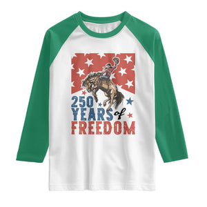 American Rodeo 250th Anniversary Raglan Shirt Western Cowboy Patriotic Fourth of July TS14 White Kelly Green Print Your Wear