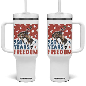 American Rodeo 250th Anniversary Tumbler With Handle Western Cowboy Patriotic Fourth of July TS14 One Size: 40 oz White Print Your Wear