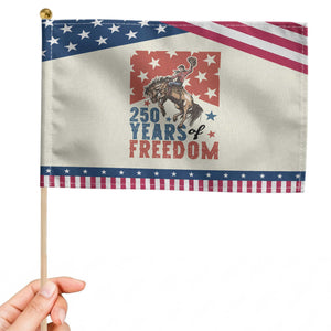 American Rodeo 250th Anniversary Patriotic Handheld Flag Western Cowboy 4th of July TS14 Modern 8.2" × 5.5" Beige Blue Print Your Wear