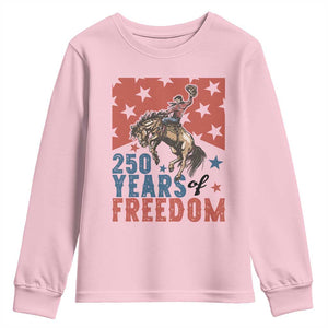 American Rodeo 250th Anniversary Youth Sweatshirt Western Cowboy Patriotic Fourth of July TS14 Light Pink Print Your Wear
