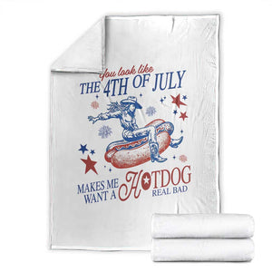 Western Cowgirl You Look Like the 4th of July Throw Blanket Makes Me Want A Hot Dog Real Bad TS14 White Print Your Wear