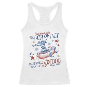 Western Cowgirl You Look Like the 4th of July Racerback Tank Top Makes Me Want A Hot Dog Real Bad TS14 White Print Your Wear