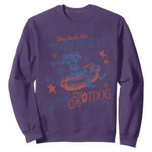 Western Cowgirl You Look Like the 4th of July Sweatshirt Makes Me Want A Hot Dog Real Bad TS14 Purple Print Your Wear
