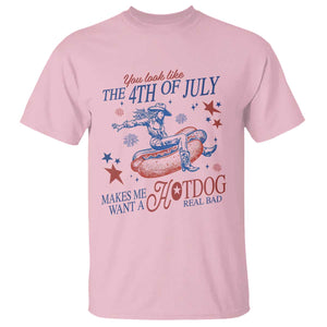 Western Cowgirl You Look Like the 4th of July T Shirt Makes Me Want A Hot Dog Real Bad TS14 Light Pink Print Your Wear