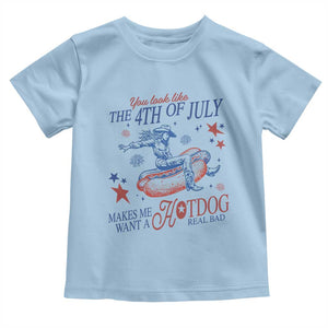 Western Cowgirl You Look Like the 4th of July Toddler T Shirt Makes Me Want A Hot Dog Real Bad TS14 Light Blue Print Your Wear