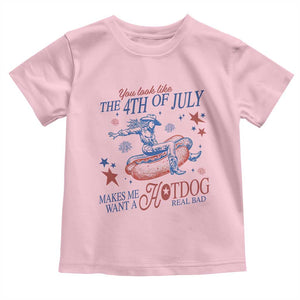 Western Cowgirl You Look Like the 4th of July Toddler T Shirt Makes Me Want A Hot Dog Real Bad TS14 Light Pink Print Your Wear