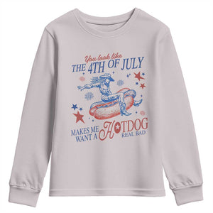 Western Cowgirl You Look Like the 4th of July Youth Sweatshirt Makes Me Want A Hot Dog Real Bad TS14 Ice Gray Print Your Wear