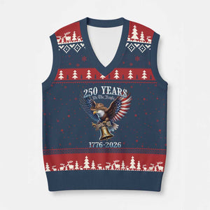 American Rodeo 250th Anniversary V-Neck Knit Sweater Vest Western Cowboy Eagle Patriotic 4th of July TS14 Navy Red Print Your Wear