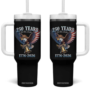 American Rodeo 250th Anniversary Tumbler With Handle Western Cowboy Eagle Patriotic 4th of July TS14 One Size: 40 oz Black Print Your Wear