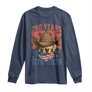 250th America Anniversary Long Sleeve Shirt Western Golden Retriever 4th of July TS14 Navy Print Your Wear
