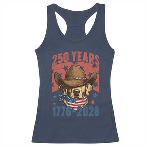 250th Anniversary USA Racerback Tank Top Western Golden Retriever 4th of July TS14 Navy Print Your Wear