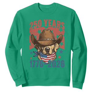 250th Anniversary USA Sweatshirt Western Golden Retriever 4th of July TS14 Irish Green Print Your Wear