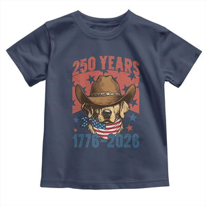250th Anniversary USA Toddler T Shirt Western Golden Retriever 4th of July TS14 Navy Print Your Wear