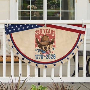 250th Anniversary USA Patriotic Fan Flag Western Golden Retriever 4th of July