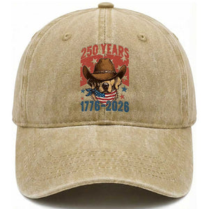 250th America Anniversary Washed Cotton Baseball Cap Western Golden Retriever 4th of July TS14 Print Your Wear
