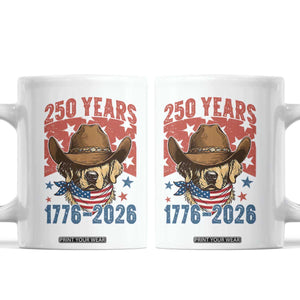 250th Anniversary USA Coffee Mug Western Golden Retriever 4th of July TS14 White Print Your Wear