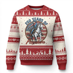 America 250th Anniversary Ugly Christmas Sweater American Flag Cowboy Rodeo 4th of July TS14 Beige Red Print Your Wear