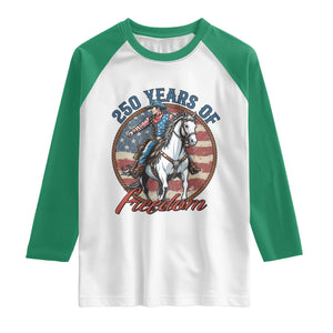 America 250th Anniversary Raglan Shirt American Flag Cowboy Rodeo 4th of July TS14 White Kelly Green Print Your Wear