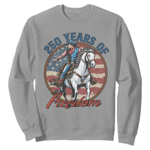250th Anniversary USA Sweatshirt American Flag Cowboy Rodeo 4th of July TS14 Sport Gray Print Your Wear