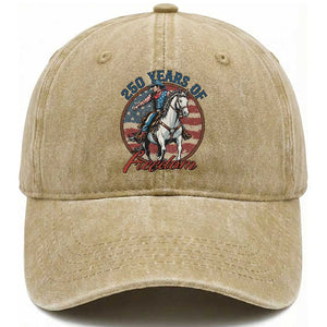 America 250th Anniversary Washed Cotton Baseball Cap American Flag Cowboy Rodeo 4th of July TS14 Print Your Wear