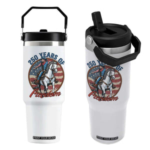 250th Anniversary USA Flip Straw Tumbler American Flag Cowboy Rodeo 4th of July TS14 One Size: 30 oz White Print Your Wear