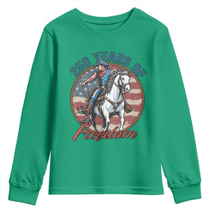 250th Anniversary USA Youth Sweatshirt American Flag Cowboy Rodeo 4th of July TS14 Irish Green Print Your Wear