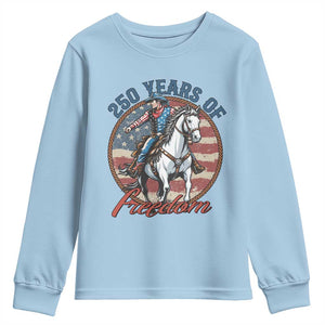 250th Anniversary USA Youth Sweatshirt American Flag Cowboy Rodeo 4th of July TS14 Light Blue Print Your Wear