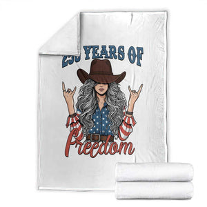 250th Anniversary USA Throw Blanket Western Cowgirl American Flag 4th of July TS14 White Print Your Wear
