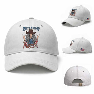 America 250th Anniversary Baseball Cap Western Cowgirl American Flag 4th of July TS14 Baseball Cap Universal Fit White Print Your Wear
