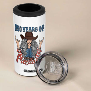 250th Anniversary USA 4 in 1 Can Cooler Tumbler Western Cowgirl American Flag 4th of July TS14 Print Your Wear