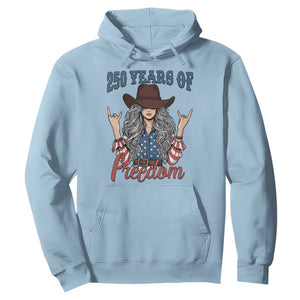 250th Anniversary USA Hoodie Western Cowgirl American Flag 4th of July TS14 Light Blue Print Your Wear